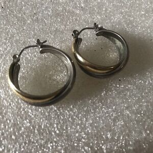 Classic Two-Tone Silver and Gold Hoop Earrings